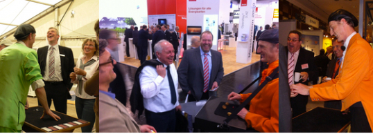 The fair magician thrills at industrial show, E-World, and Euroforum.